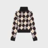 Suéter de cuello alto en lana con diseño Argyle Suéter de cuello alto en lana con diseño Argyle