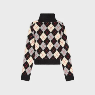 Suéter de cuello alto en lana con diseño Argyle