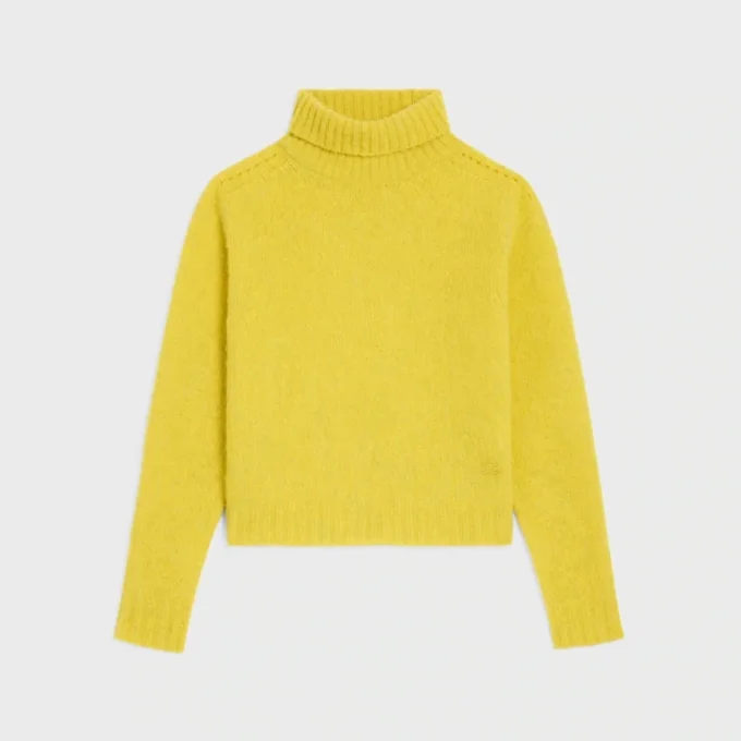 Suéter de cuello alto en lana Shetland
