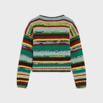 Suéter de cuello redondo en alpaca Mouline y lana