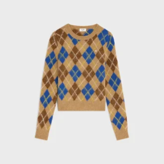 Suéter de cuello redondo en lana con diseño Argyle