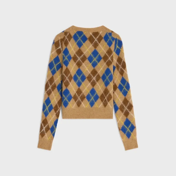 Suéter de cuello redondo en lana con diseño Argyle