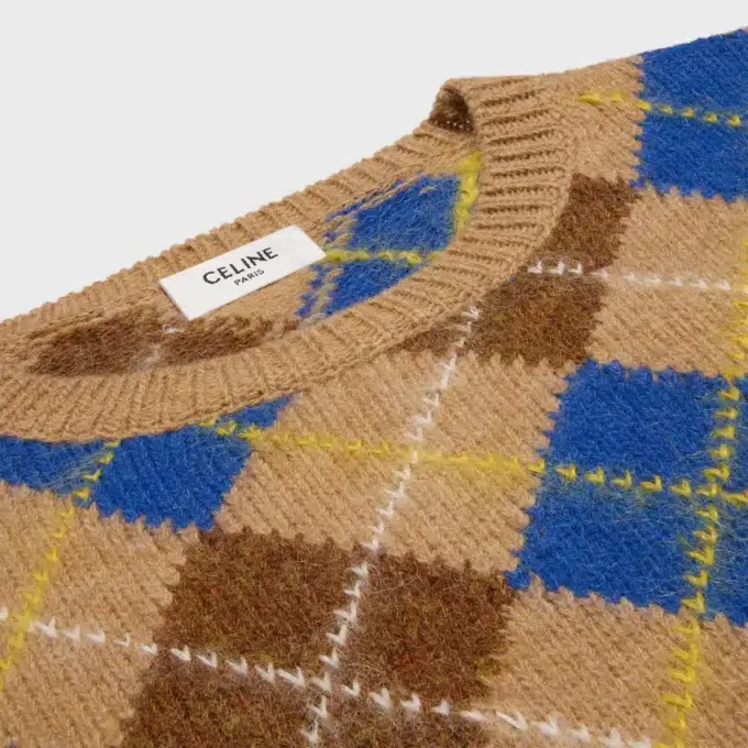 Suéter de cuello redondo en lana con diseño Argyle