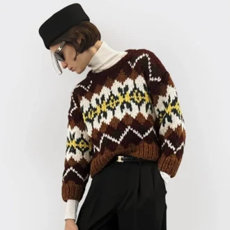 Suéter de cuello redondo en lana Fair Isle