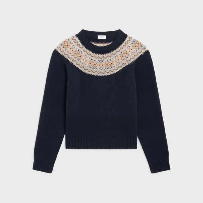Suéter de cuello redondo en lana Fair Isle Triomphe Suéter de cuello redondo en lana Fair Isle Triomphe
