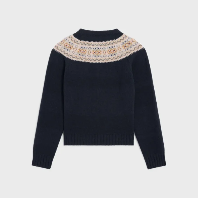 Suéter de cuello redondo en lana Fair Isle Triomphe Suéter de cuello redondo en lana Fair Isle Triomphe