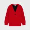 Suéter oversize con cuello en V de cachemira