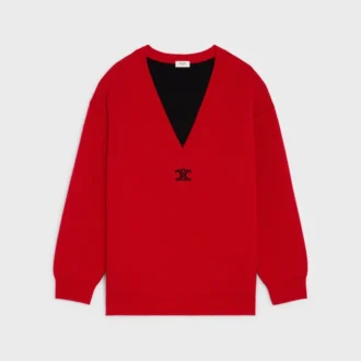 Suéter oversize con cuello en V de cachemira
