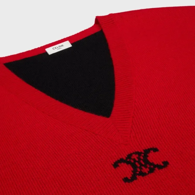 Suéter oversize con cuello en V de cachemira