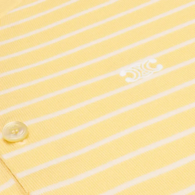 Suéter polo de manga corta en algodón fino Suéter polo de manga corta en algodón fino