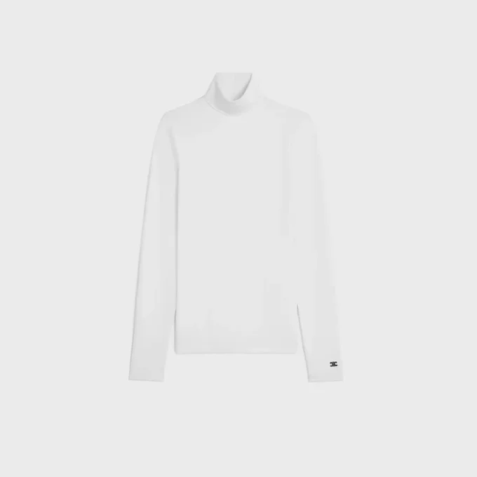Top de cuello alto en jersey de algodón deportivo Top de cuello alto en jersey de algodón deportivo