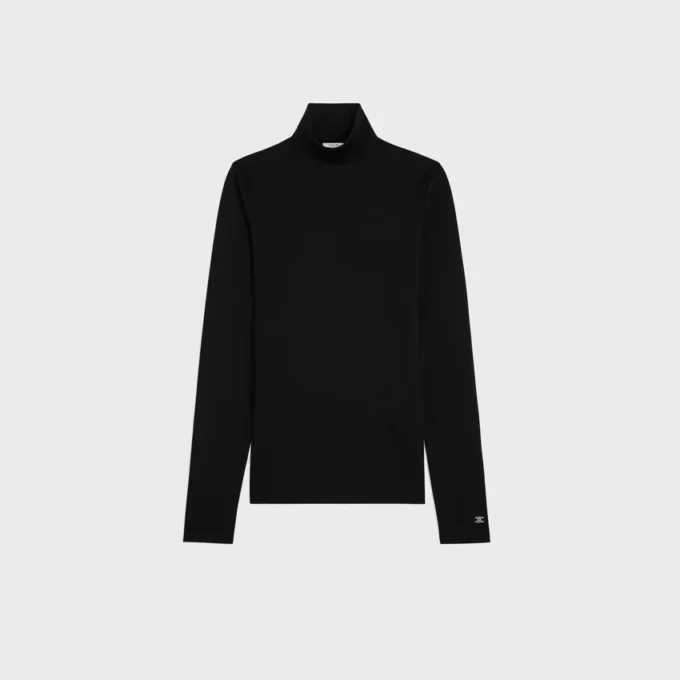 Top de cuello alto en jersey de algodón deportivo Top de cuello alto en jersey de algodón deportivo