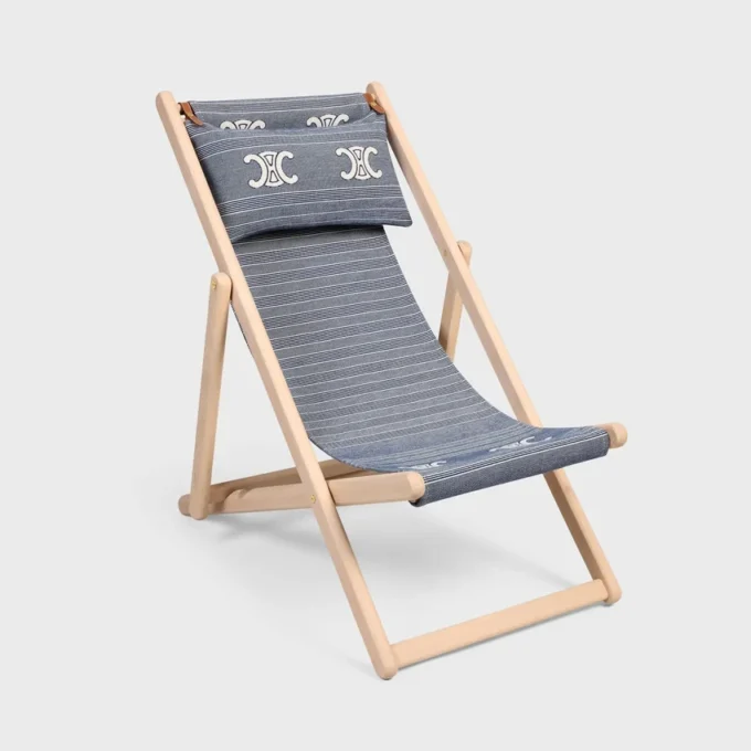 Tumbona de madera y tejido jacquard Tumbona de madera y tejido jacquard
