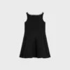 Vestido bordado en crepé de lana doble