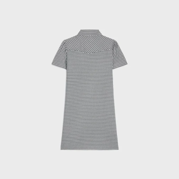 Vestido camisero mini de seda Vichy Vestido camisero mini de seda Vichy