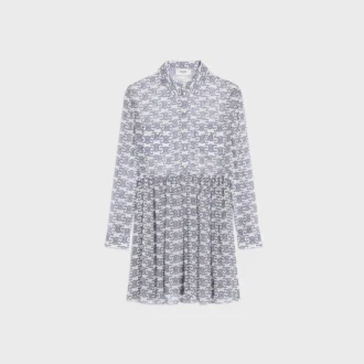 Vestido camisero mini en crepón de seda