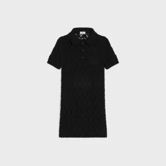 Vestido mini de punto calado de algodón Vestido mini de punto calado de algodón