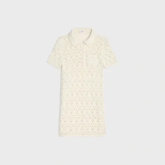 Vestido mini de punto calado de algodón
