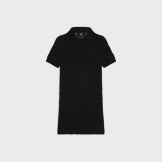 Vestido mini de punto calado de algodón Vestido mini de punto calado de algodón