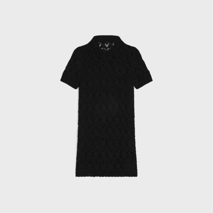 Vestido mini de punto calado de algodón Vestido mini de punto calado de algodón