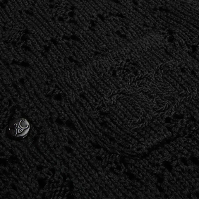 Vestido mini de punto calado de algodón Vestido mini de punto calado de algodón