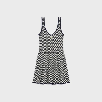 Vestido mini skater de algodón de ganchillo