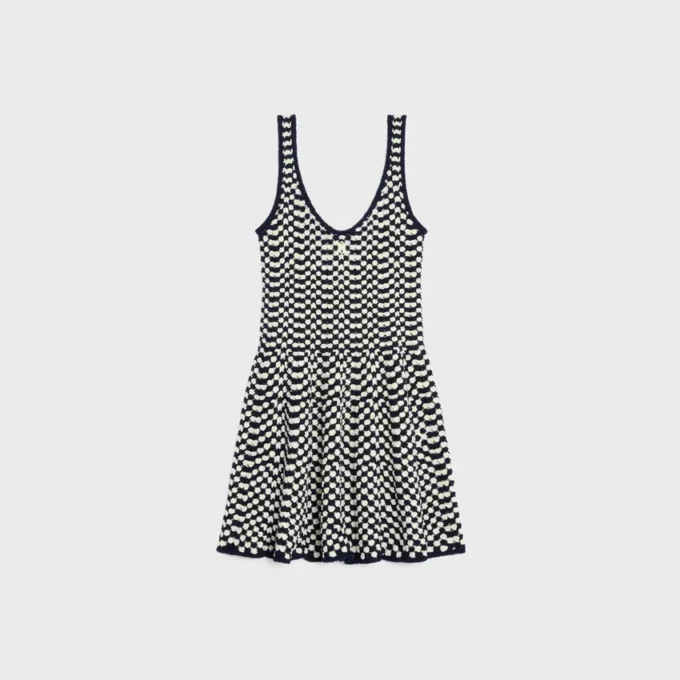 Vestido mini skater de algodón de ganchillo