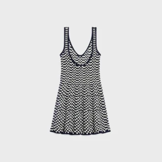 Vestido mini skater de algodón de ganchillo