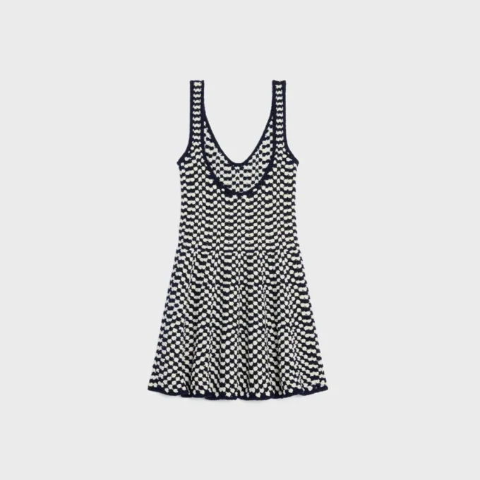 Vestido mini skater de algodón de ganchillo