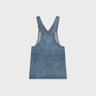 Vestido mini tipo peto en denim lavado Union
