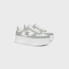 Zapatilla con cuña en bloque de piel de becerro y ante Zapatilla con cuña en bloque de piel de becerro y ante