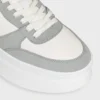 Zapatilla con cuña en bloque de piel de becerro y ante Zapatilla con cuña en bloque de piel de becerro y ante