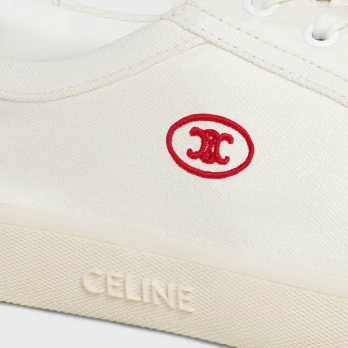 Zapatillas con cordones CELINE Lou Low con el logotipo Triomphe en lona y piel de becerro Zapatillas con cordones CELINE Lou Low con el logotipo Triomphe en lona y piel de becerro