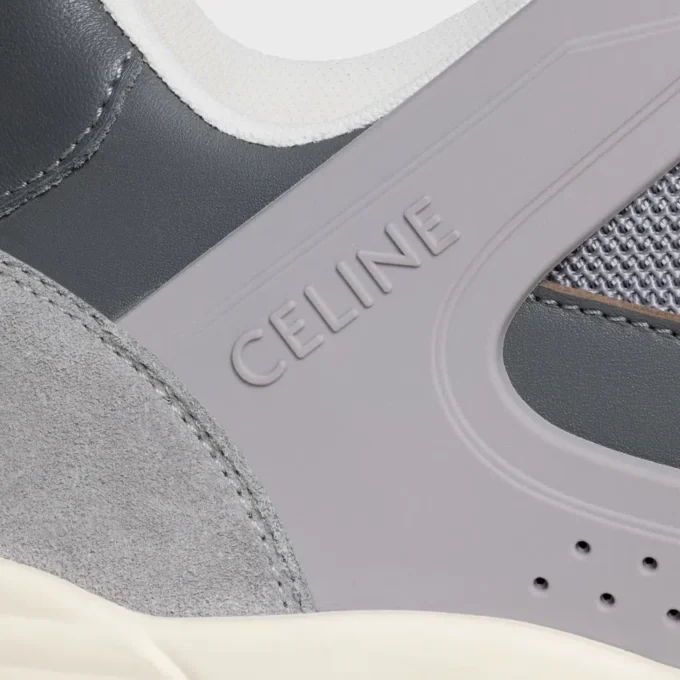 Zapatillas deportivas de cordones bajas CELINE Trainer Ct-09 en piel de becerro de gamuza, piel de becerro y malla Zapatillas deportivas de cordones bajas CELINE Trainer Ct-09 en piel de becerro de gamuza, piel de becerro y malla