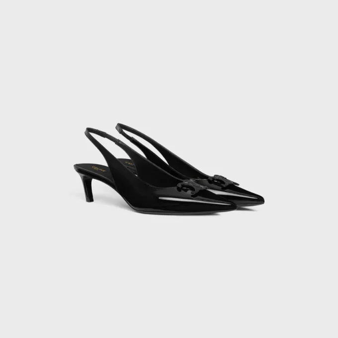 Zapatos de tacón Alma con talón abierto en piel de becerro charol