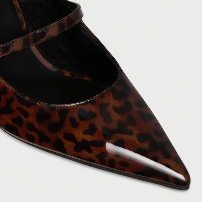 Zapatos de tacón con tiras CELINE Judy en piel de becerro charol estampada de leopardo Zapatos de tacón con tiras CELINE Judy en piel de becerro charol estampada de leopardo