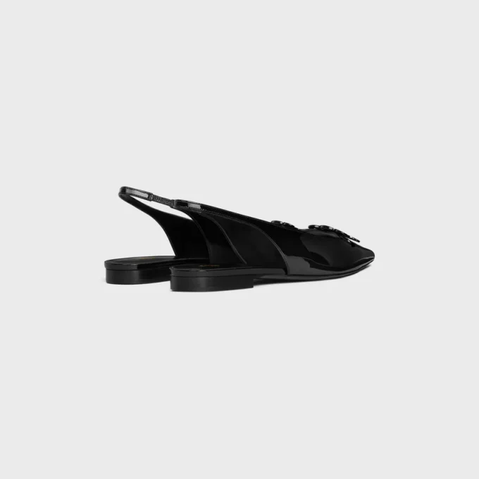 Zapatos planos con talón abierto CELINE Alma Triomphe en piel de becerro charol