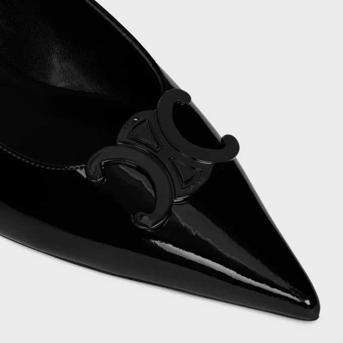 Zapatos planos con talón abierto CELINE Alma Triomphe en piel de becerro charol